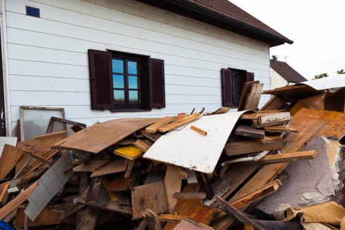 Residential construction site undergoing waste clearance